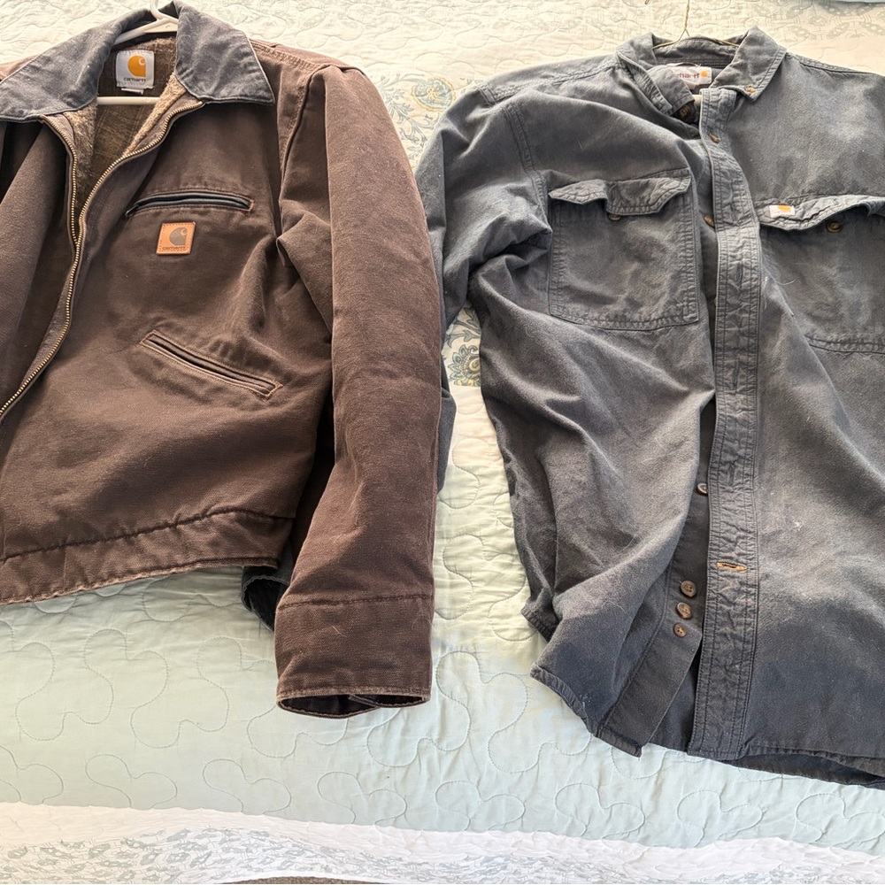 Carhartt Men's Tan and Gray Lightweight Shirt Jackets